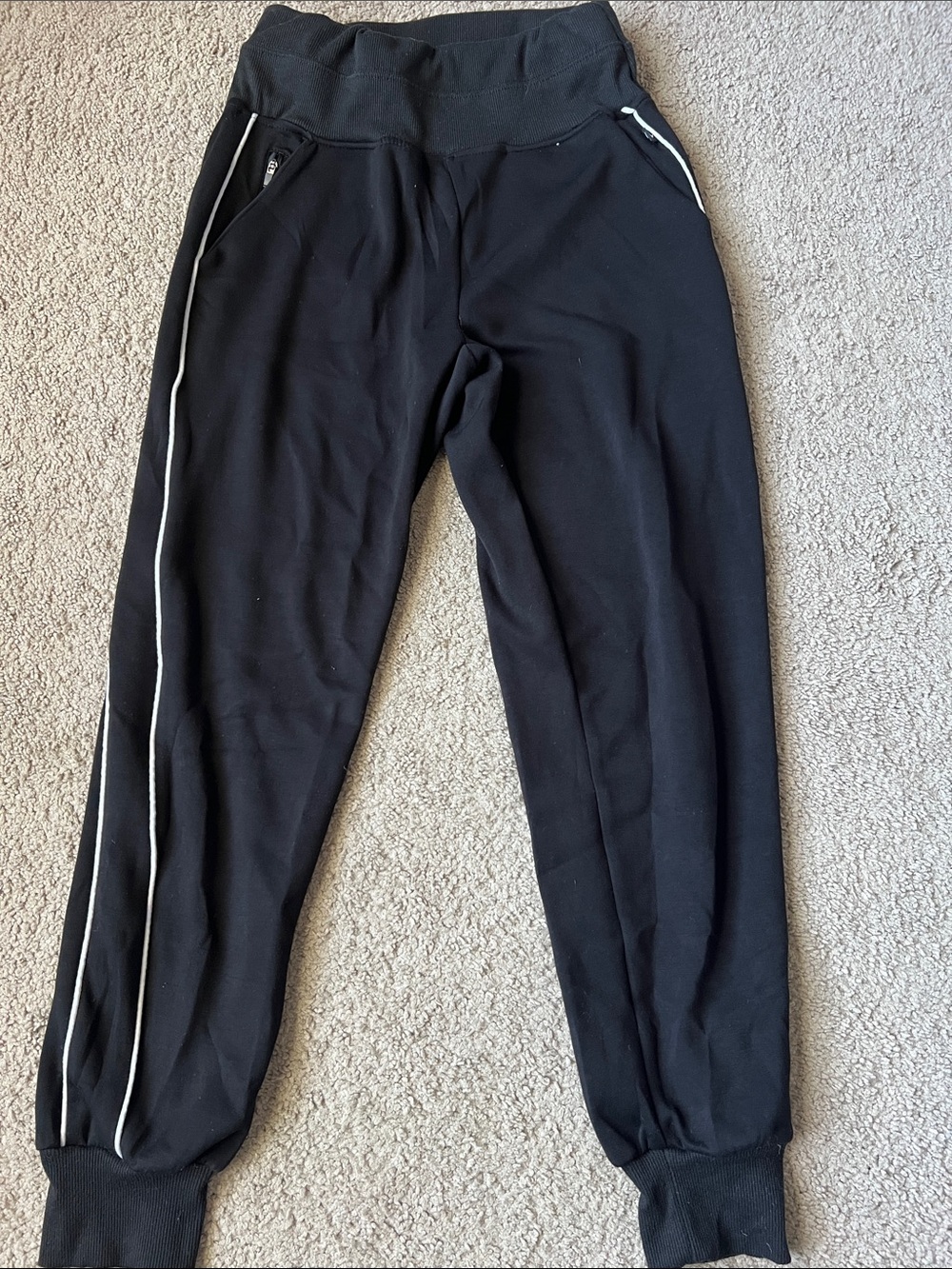 Jessica Simpson Black Joggers with White Side Piping